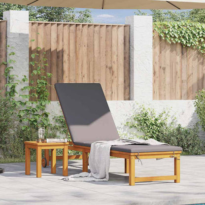 Sonnenliege mit Kissen Braun 53 x 202 x 89cm Massivholz Akazie