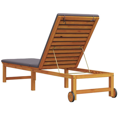 Sonnenliege mit Kissen Braun 53 x 202 x 89cm Massivholz Akazie