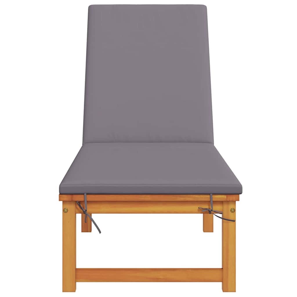 Sonnenliege mit Kissen Braun 53 x 202 x 89cm Massivholz Akazie