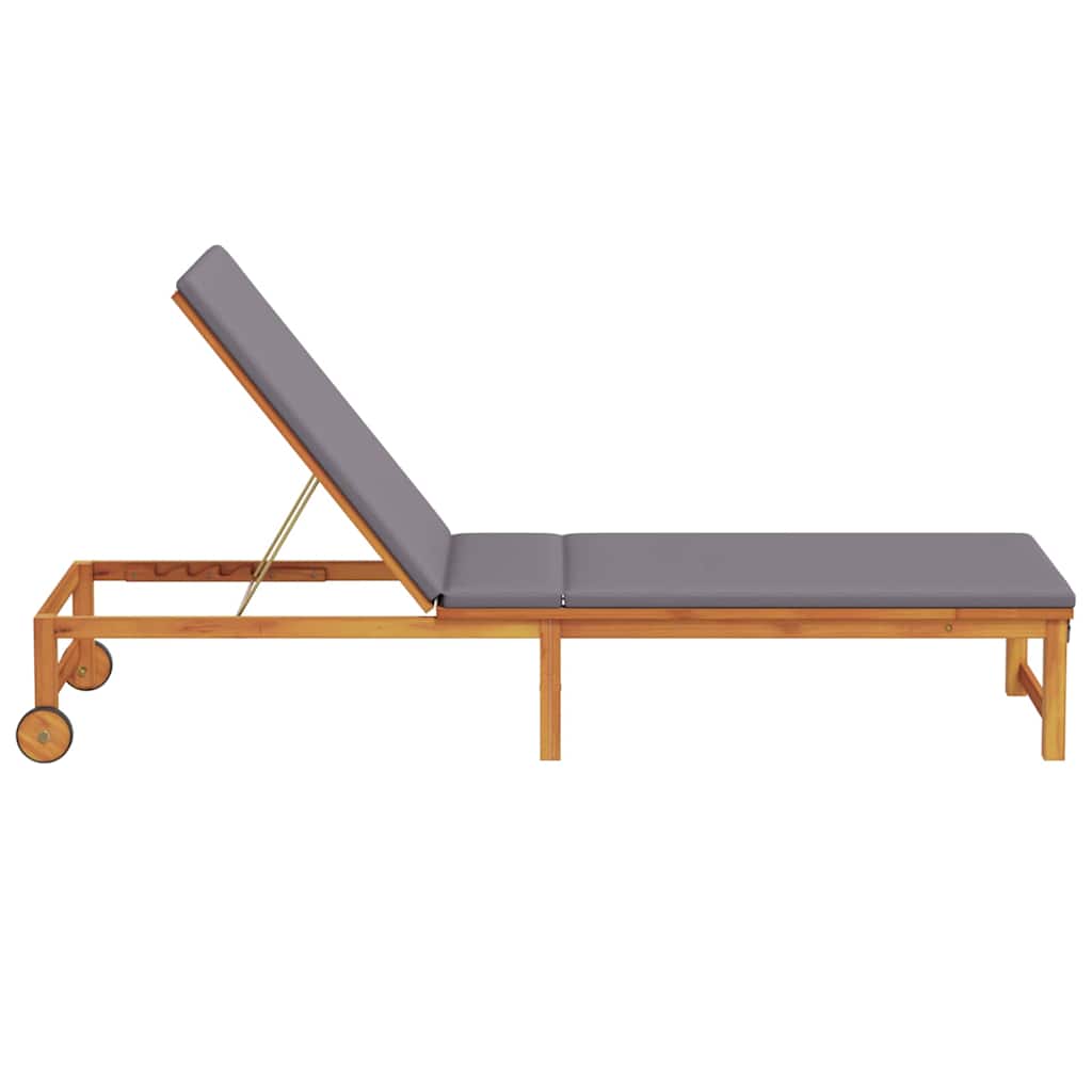 Sonnenliege mit Kissen Braun 53 x 202 x 89cm Massivholz Akazie