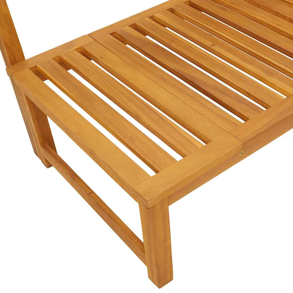 Sonnenliege 1-Person Braun 200 x 57 x 75cm Massivholz Akazie
