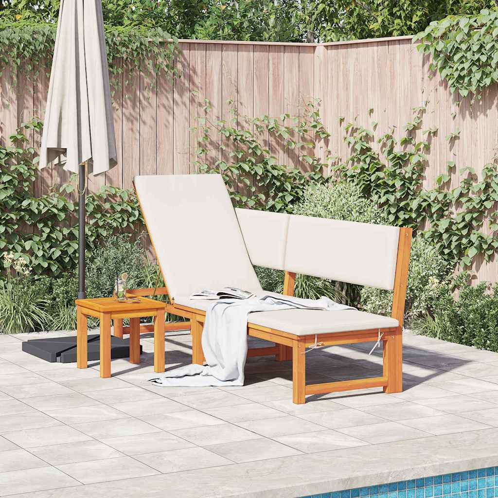 Sonnenliege 1-Person Braun 200 x 57 x 75cm Massivholz Akazie