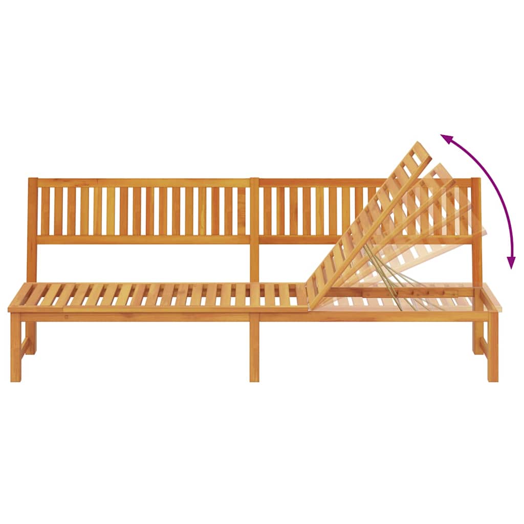 Sonnenliege 1-Person Braun 200 x 57 x 75cm Massivholz Akazie
