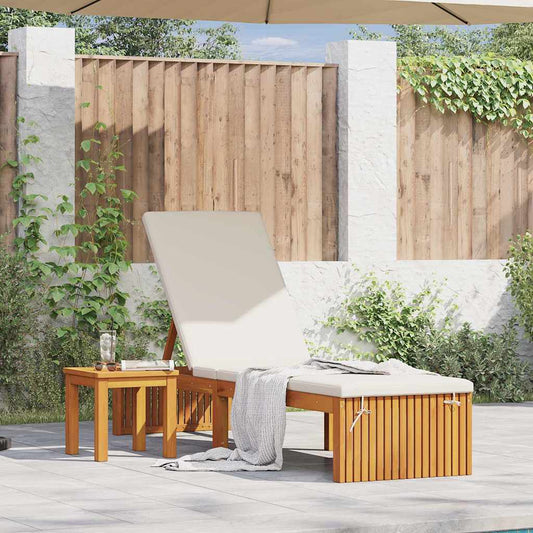 Sonnenliege mit Kissen Braun 200 x 55 x 94cm Massivholz Akazie
