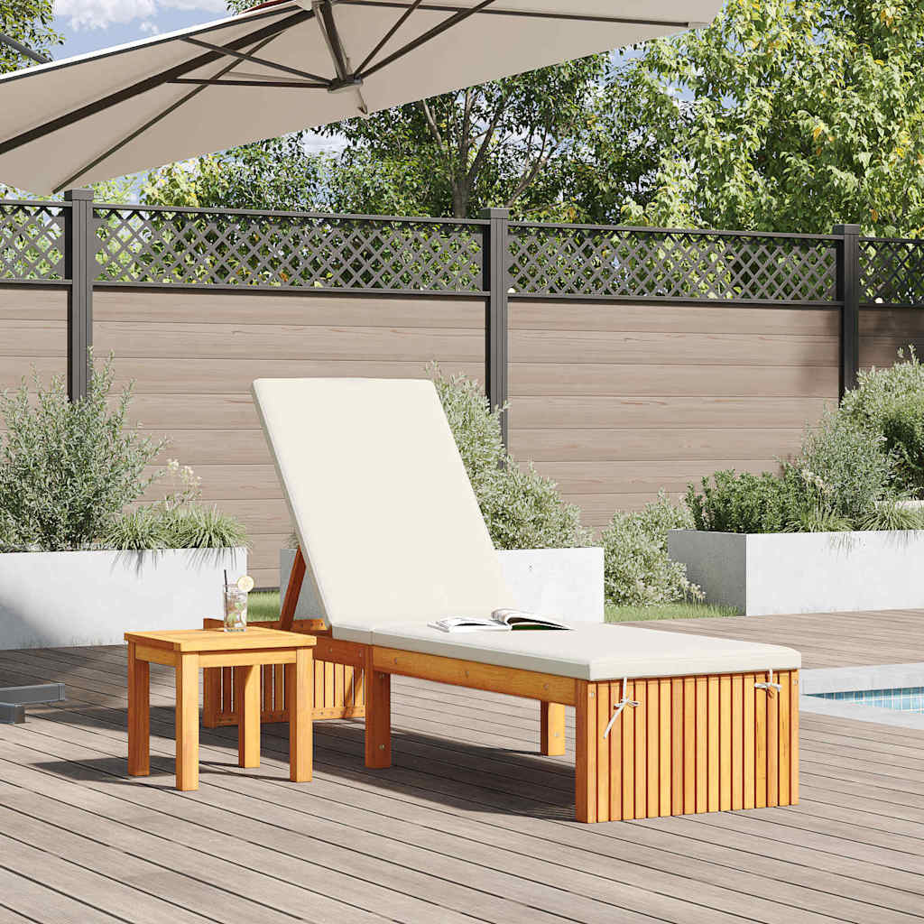 Sonnenliege mit Kissen Braun 200 x 55 x 94cm Massivholz Akazie