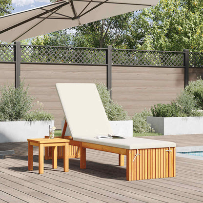 Sonnenliege mit Kissen Braun 200 x 55 x 94cm Massivholz Akazie