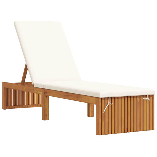 Sonnenliege mit Kissen Braun 200 x 55 x 94cm Massivholz Akazie