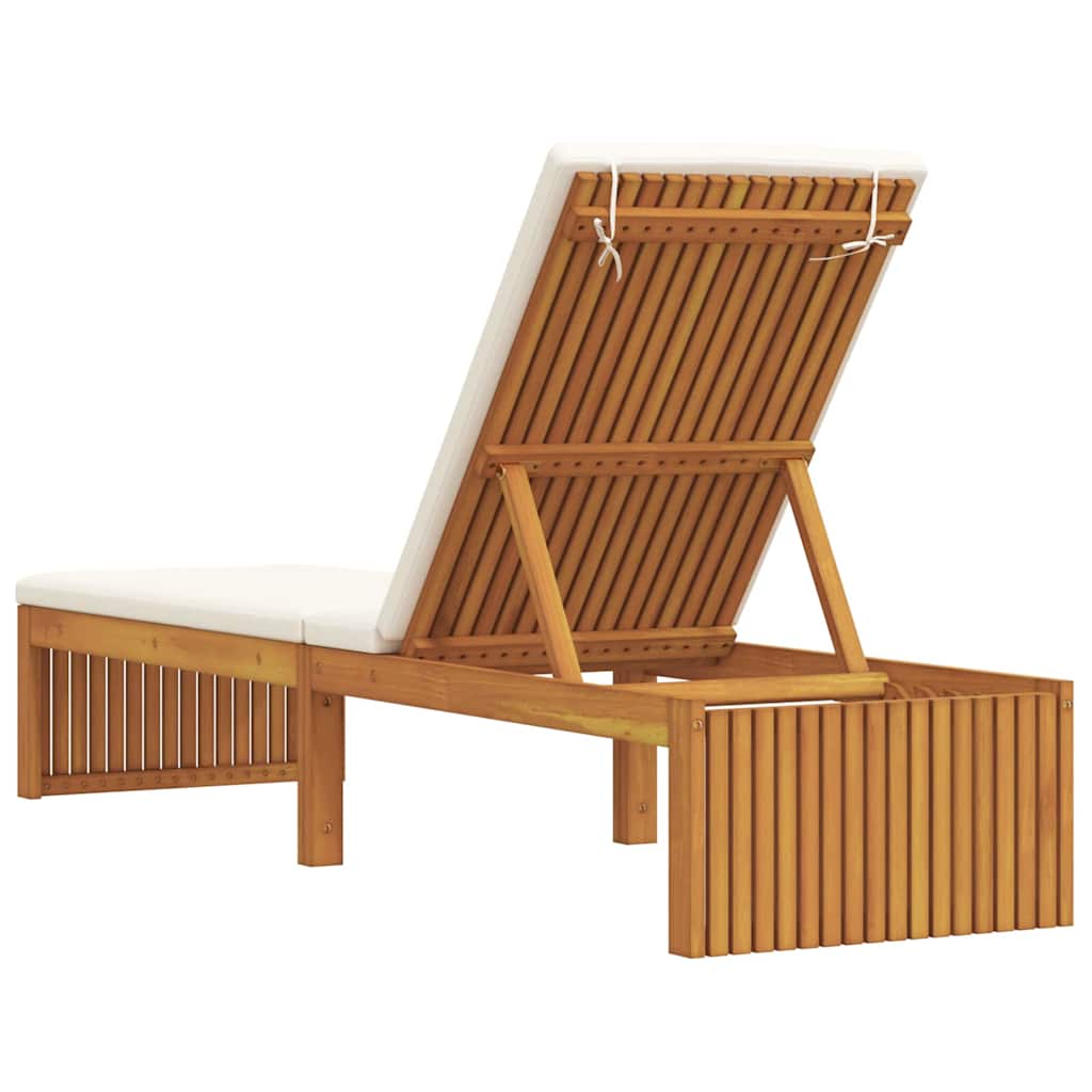 Sonnenliege mit Kissen Braun 200 x 55 x 94cm Massivholz Akazie