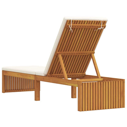 Sonnenliege mit Kissen Braun 200 x 55 x 94cm Massivholz Akazie
