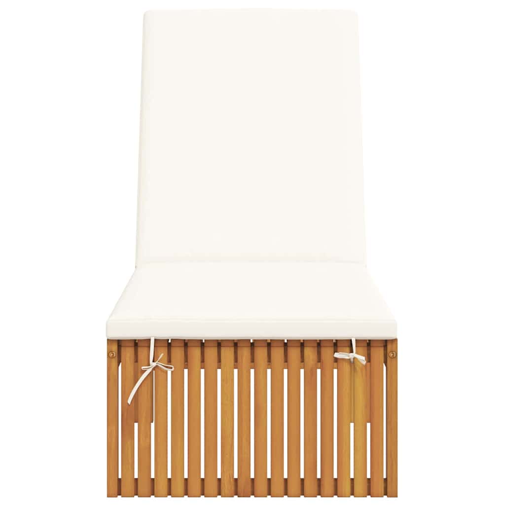 Sonnenliege mit Kissen Braun 200 x 55 x 94cm Massivholz Akazie