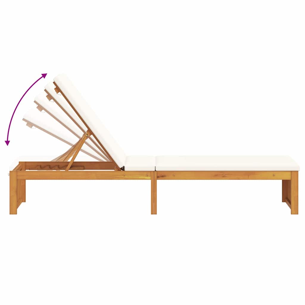 Sonnenliege mit Kissen Braun 200 x 55 x 94cm Massivholz Akazie