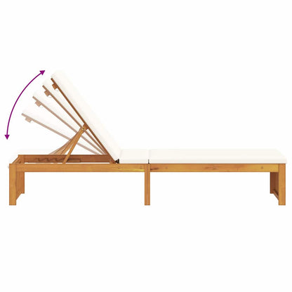 Sonnenliege mit Kissen Braun 200 x 55 x 94cm Massivholz Akazie