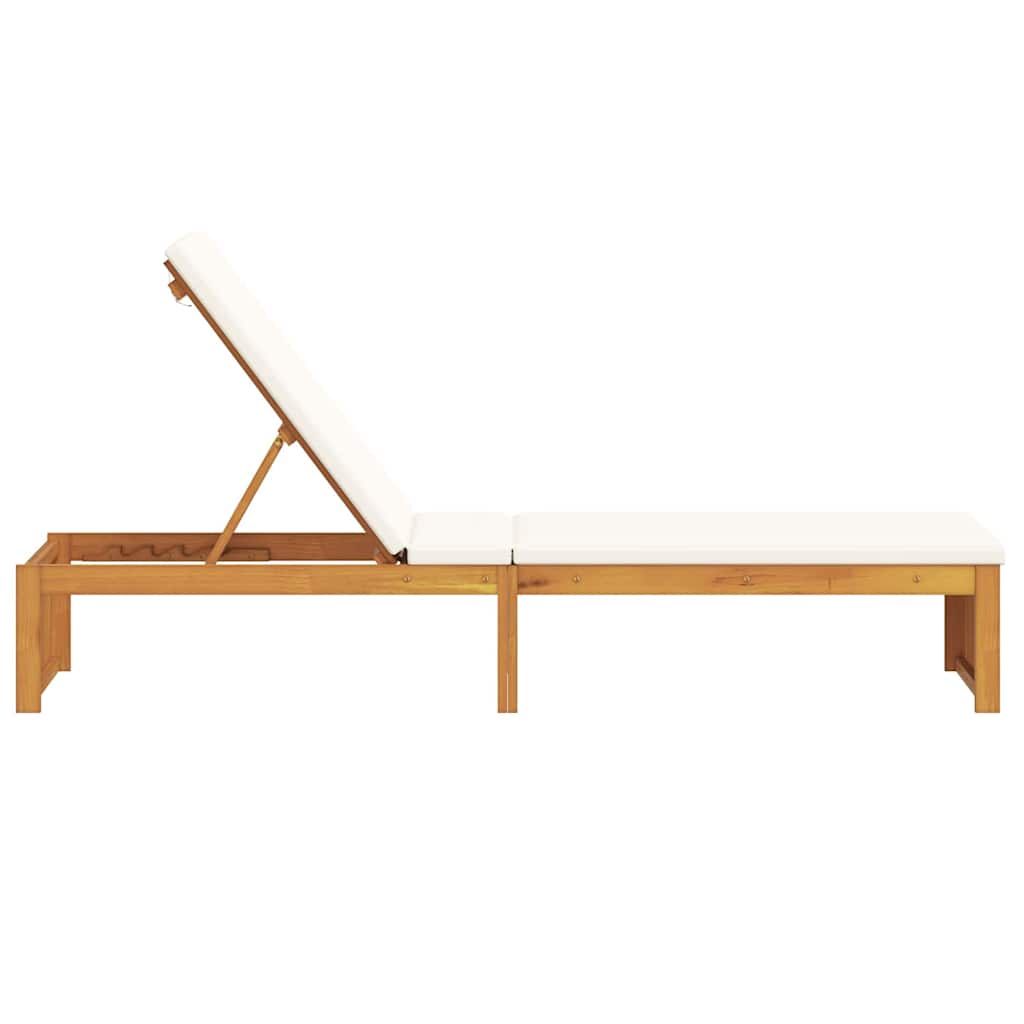 Sonnenliege mit Kissen Braun 200 x 55 x 94cm Massivholz Akazie