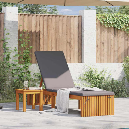Sonnenliege mit Kissen Braun 200 x 55 x 94cm Massivholz Akazie
