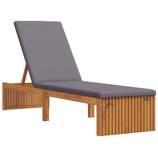 Sonnenliege mit Kissen Braun 200 x 55 x 94cm Massivholz Akazie