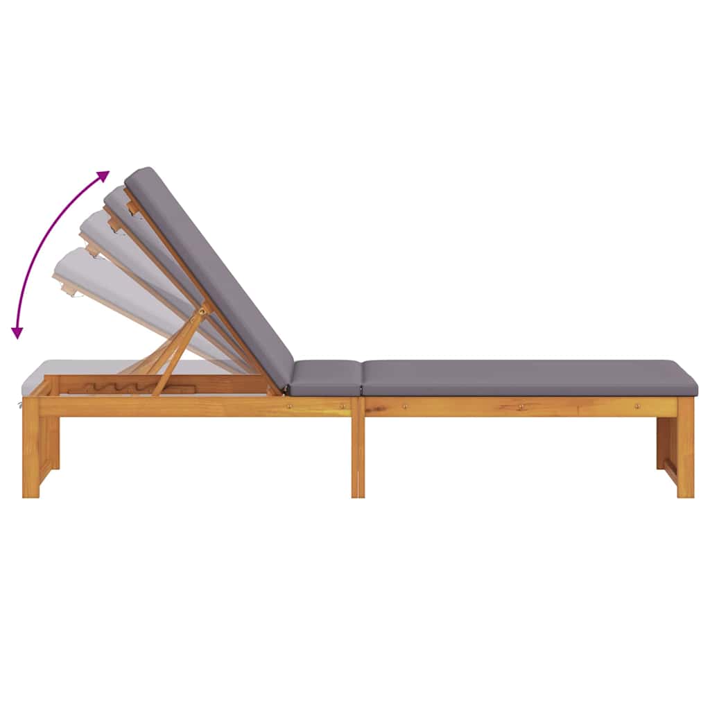 Sonnenliege mit Kissen Braun 200 x 55 x 94cm Massivholz Akazie