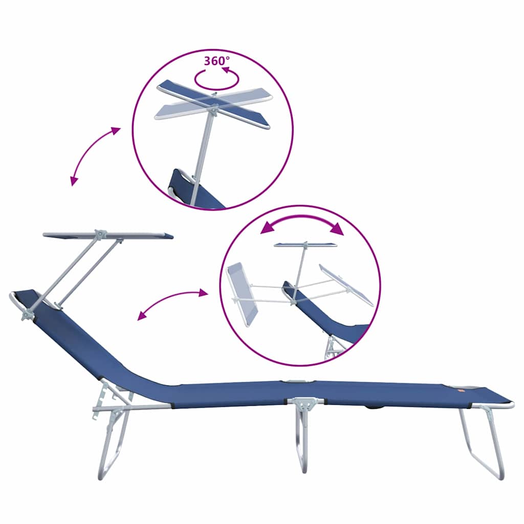 Sonnenliege 2-Person 2 pcs Blau 58 x 188 x 77cm Stoff
