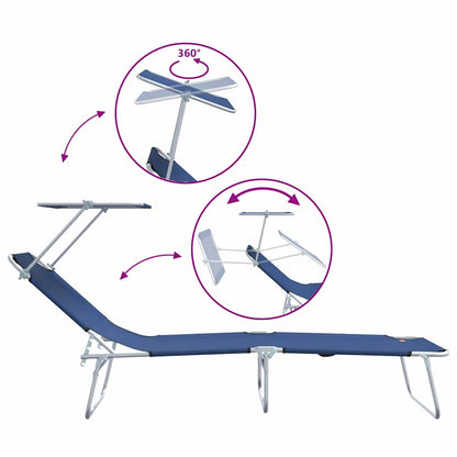 Sonnenliege 2-Person 2 pcs Blau 58 x 188 x 77cm Stoff