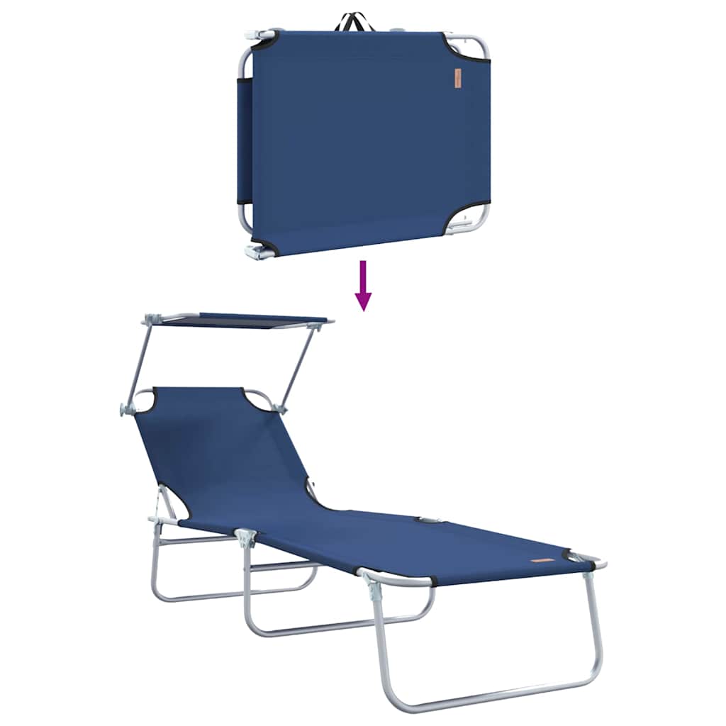 Sonnenliege 2-Person 2 pcs Blau 58 x 188 x 77cm Stoff