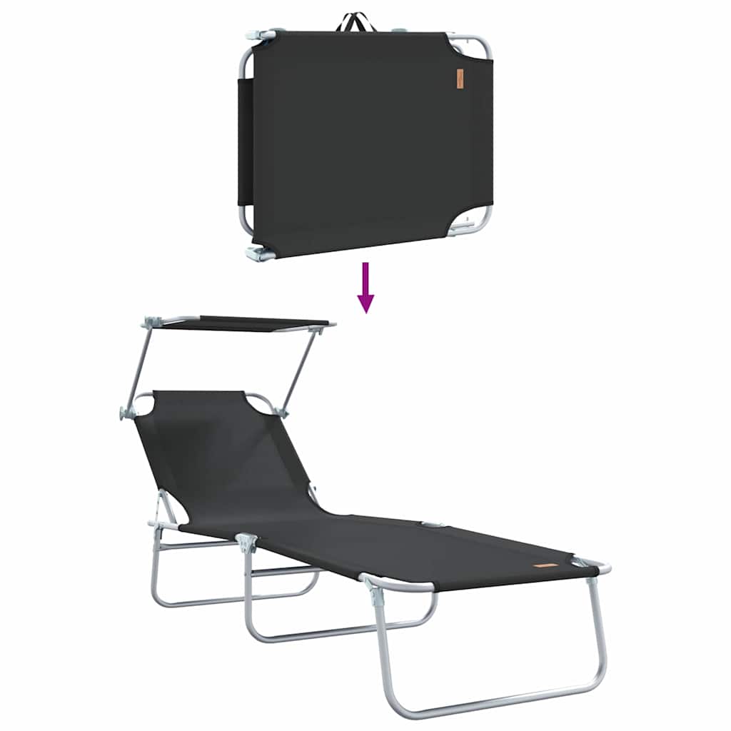 Sonnenliege 2-Person 2 pcs Schwarz 58 x 188 x 77cm Stoff