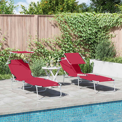 Sonnenliege 2-Person 2 pcs Rot 58 x 188 x 77cm Stoff