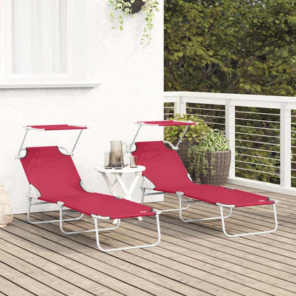 Sonnenliege 2-Person 2 pcs Rot 58 x 188 x 77cm Stoff