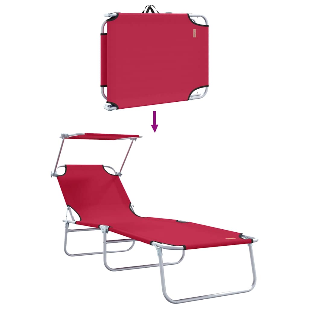 Sonnenliege 2-Person 2 pcs Rot 58 x 188 x 77cm Stoff