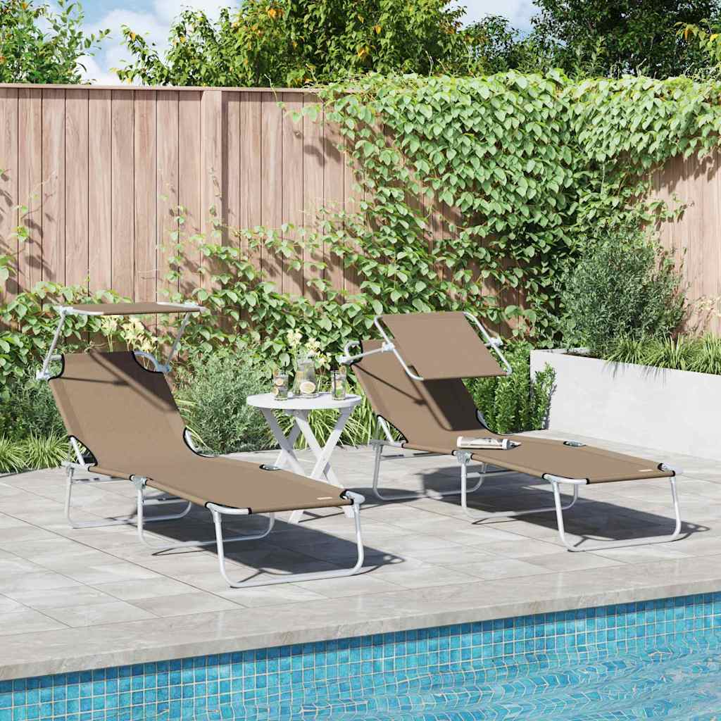 Sonnenliege 2-Person 2 pcs Taupe 58 x 188 x 77cm Stoff