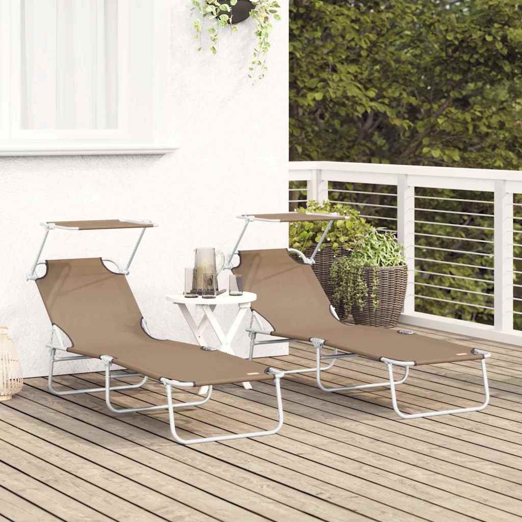Sonnenliege 2-Person 2 pcs Taupe 58 x 188 x 77cm Stoff