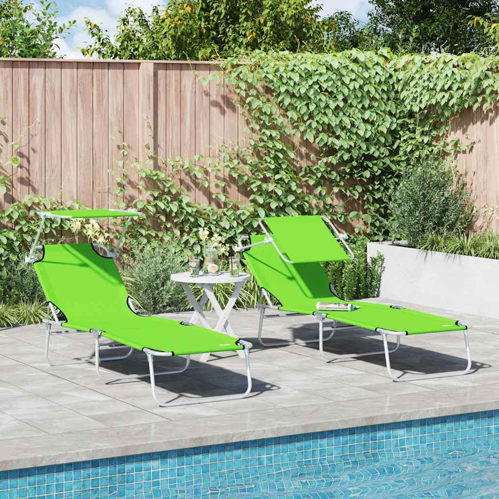 Sonnenliege 2-Person 2 pcs Grün 58 x 188 x 77cm Stoff