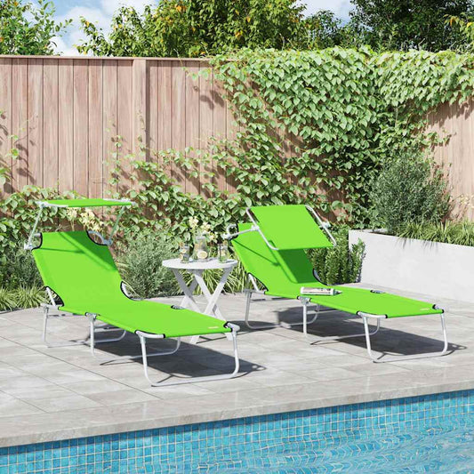 Sonnenliege 2-Person 2 pcs Grün 58 x 188 x 77cm Stoff