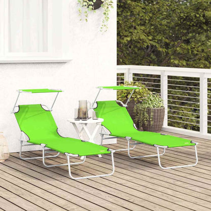 Sonnenliege 2-Person 2 pcs Grün 58 x 188 x 77cm Stoff