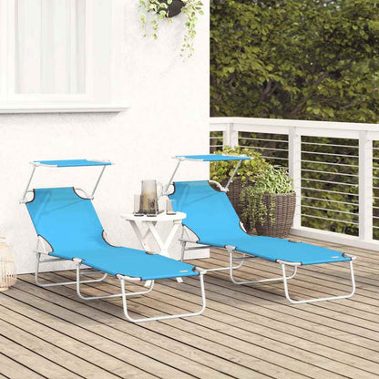 Sonnenliege 2-Person 2 pcs Blau 58 x 188 x 77cm Stoff