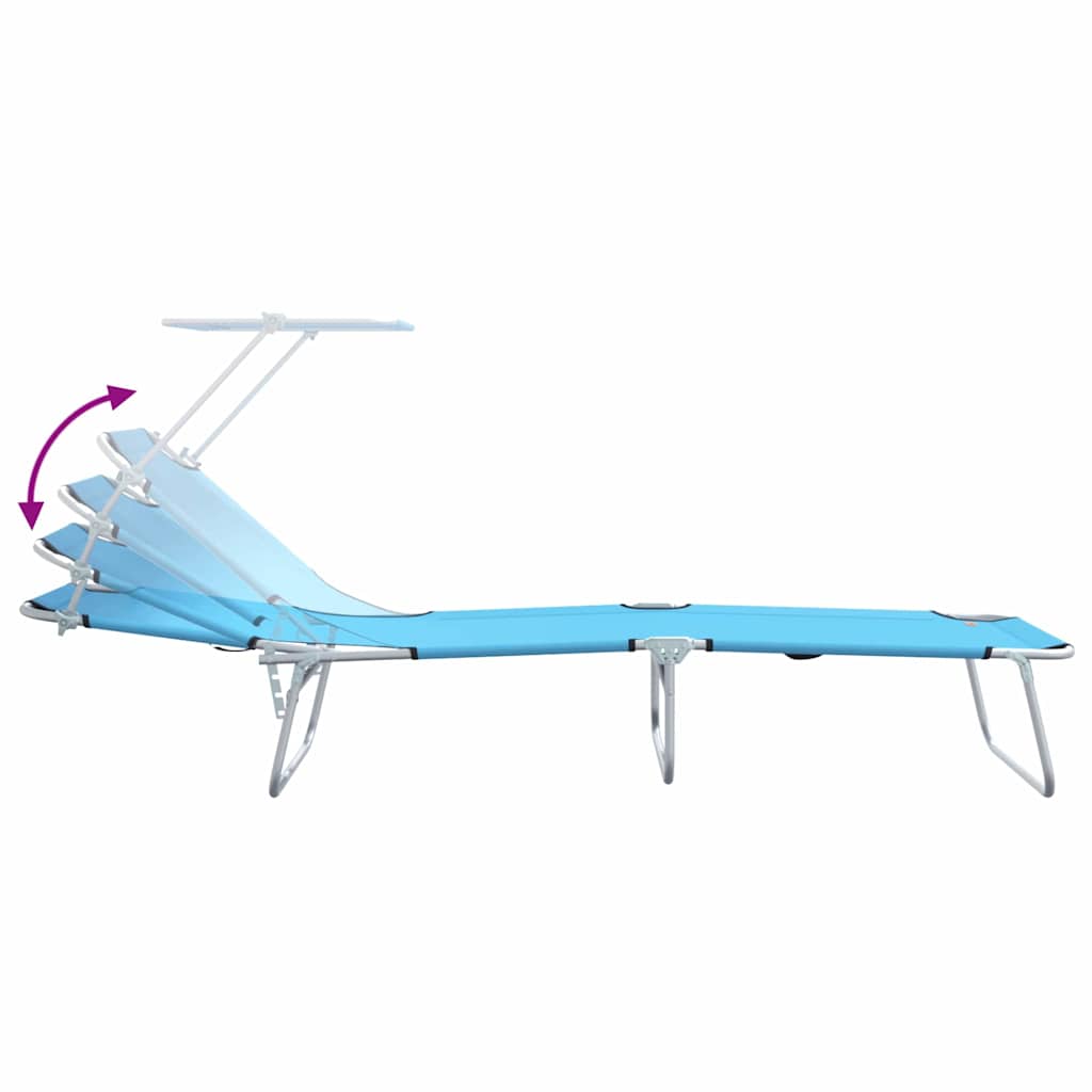 Sonnenliege 2-Person 2 pcs Blau 58 x 188 x 77cm Stoff