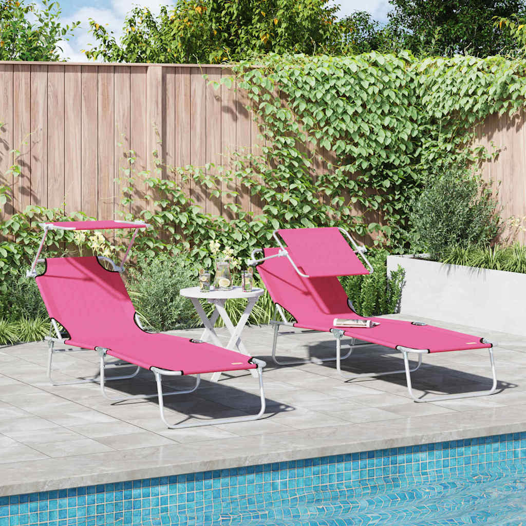Sonnenliege 2-Person 2 pcs Rosa 58 x 188 x 77cm Stoff