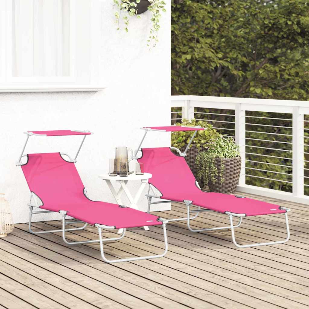 Sonnenliege 2-Person 2 pcs Rosa 58 x 188 x 77cm Stoff