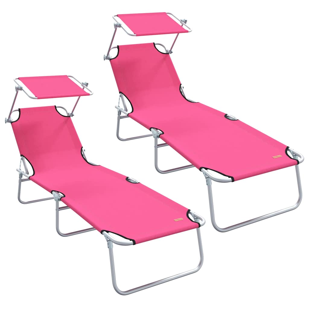 Sonnenliege 2-Person 2 pcs Rosa 58 x 188 x 77cm Stoff