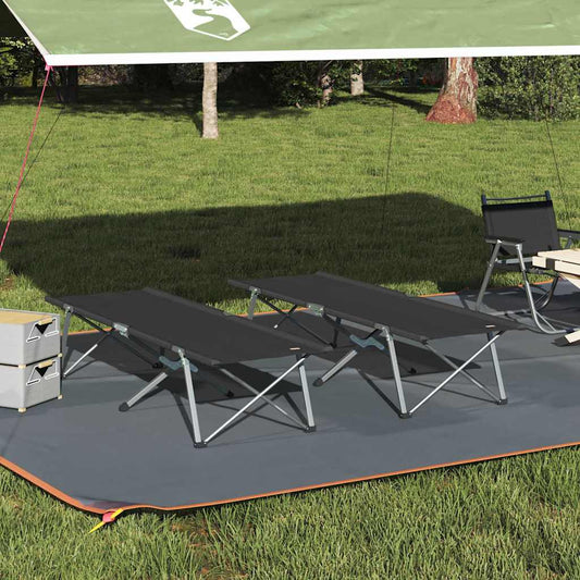 Klapp Schlafbett fürs Camping 2 pcs Schwarz 62 x 194 x 42 cm
