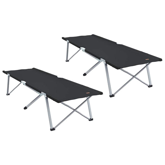 Klapp Schlafbett fürs Camping 2 pcs Schwarz 62 x 194 x 42 cm