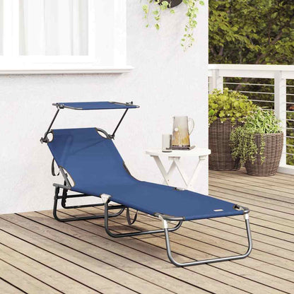 Klappbare Sonnenliege mit Kissen Blau 56 x 190 x 81cm Stoff