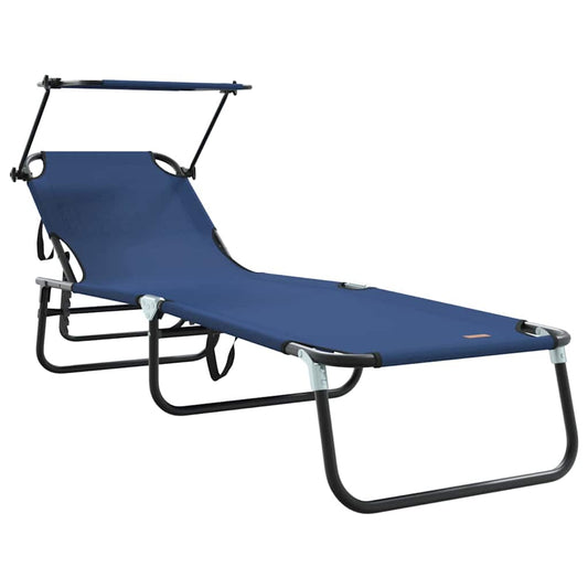 Klappbare Sonnenliege mit Kissen Blau 56 x 190 x 81cm Stoff