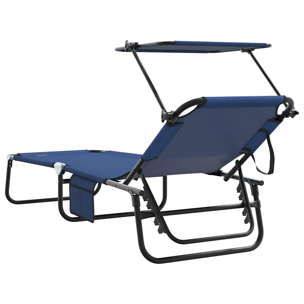 Klappbare Sonnenliege mit Kissen Blau 56 x 190 x 81cm Stoff