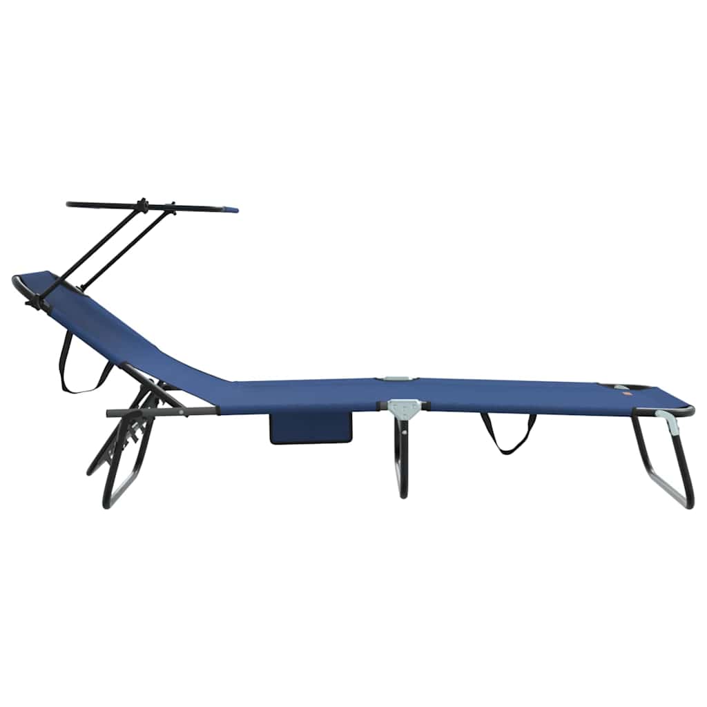 Klappbare Sonnenliege mit Kissen Blau 56 x 190 x 81cm Stoff