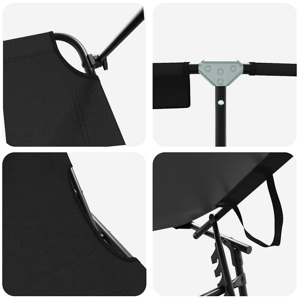 Klappbare Sonnenliege mit Kissen Schwarz 56 x 190 x 81cm Stoff