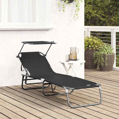Klappbare Sonnenliege mit Kissen Schwarz 56 x 190 x 81cm Stoff