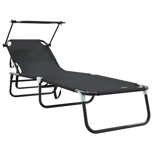 Klappbare Sonnenliege mit Kissen Schwarz 56 x 190 x 81cm Stoff