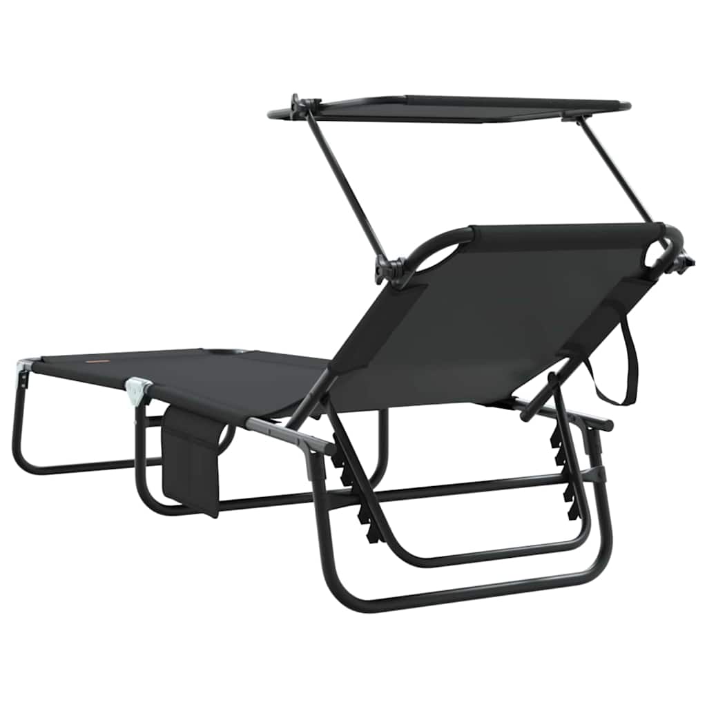 Klappbare Sonnenliege mit Kissen Schwarz 56 x 190 x 81cm Stoff