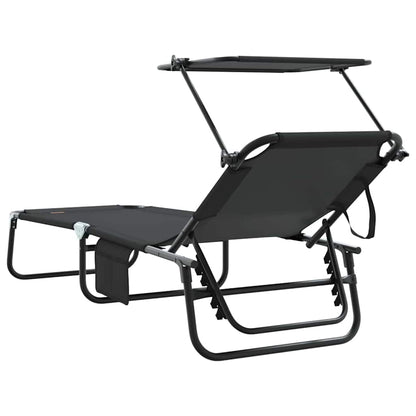 Klappbare Sonnenliege mit Kissen Schwarz 56 x 190 x 81cm Stoff