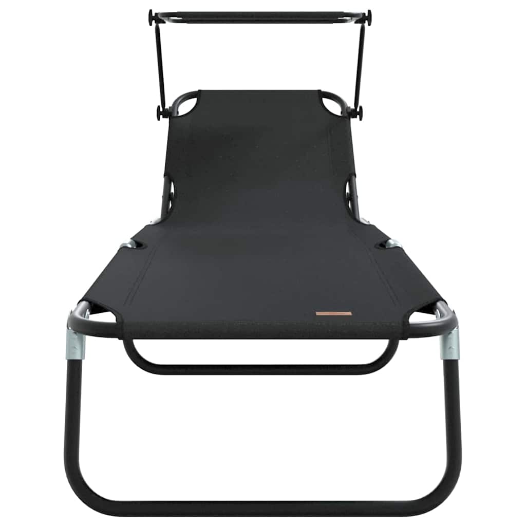Klappbare Sonnenliege mit Kissen Schwarz 56 x 190 x 81cm Stoff