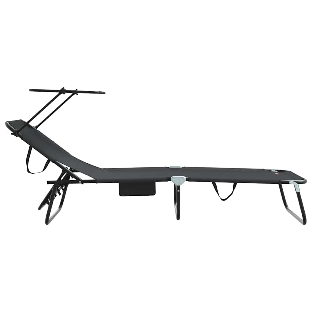 Klappbare Sonnenliege mit Kissen Schwarz 56 x 190 x 81cm Stoff